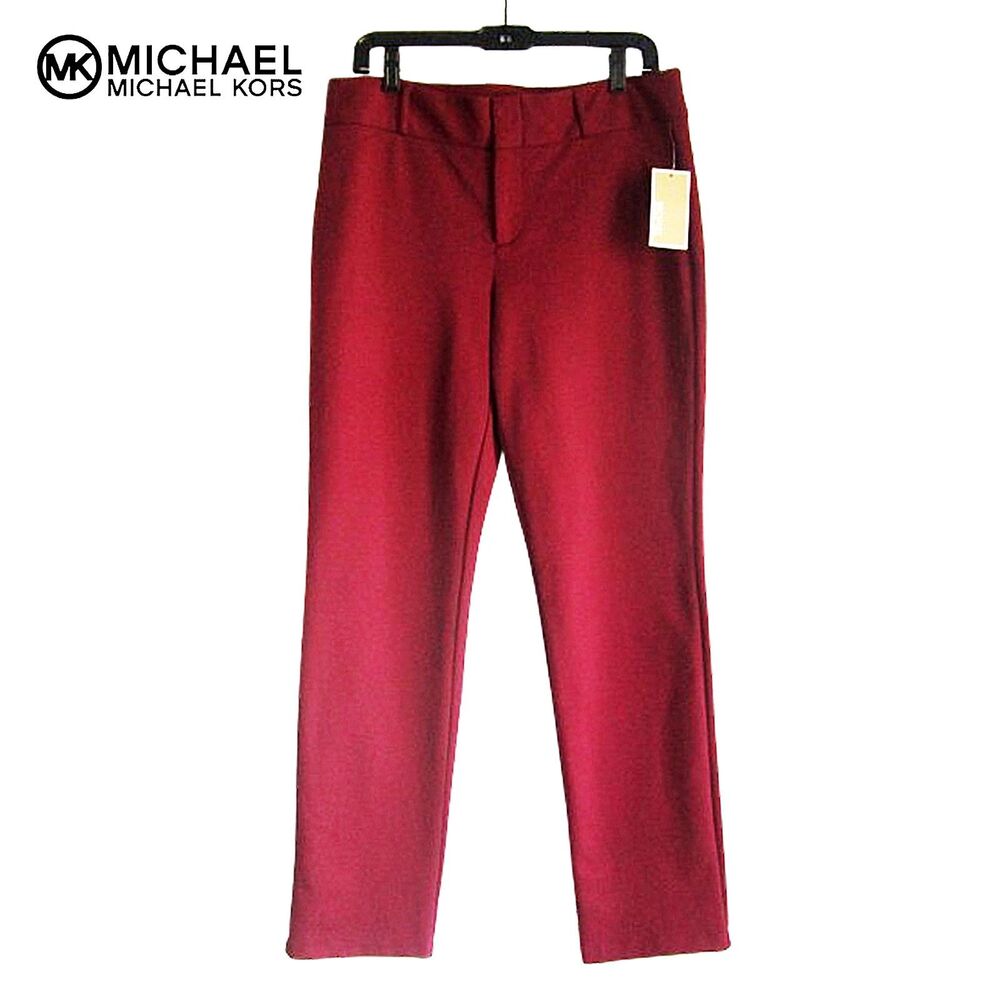 Michael Kors Merlot Slim Stretch Career Pants 12 NWT
